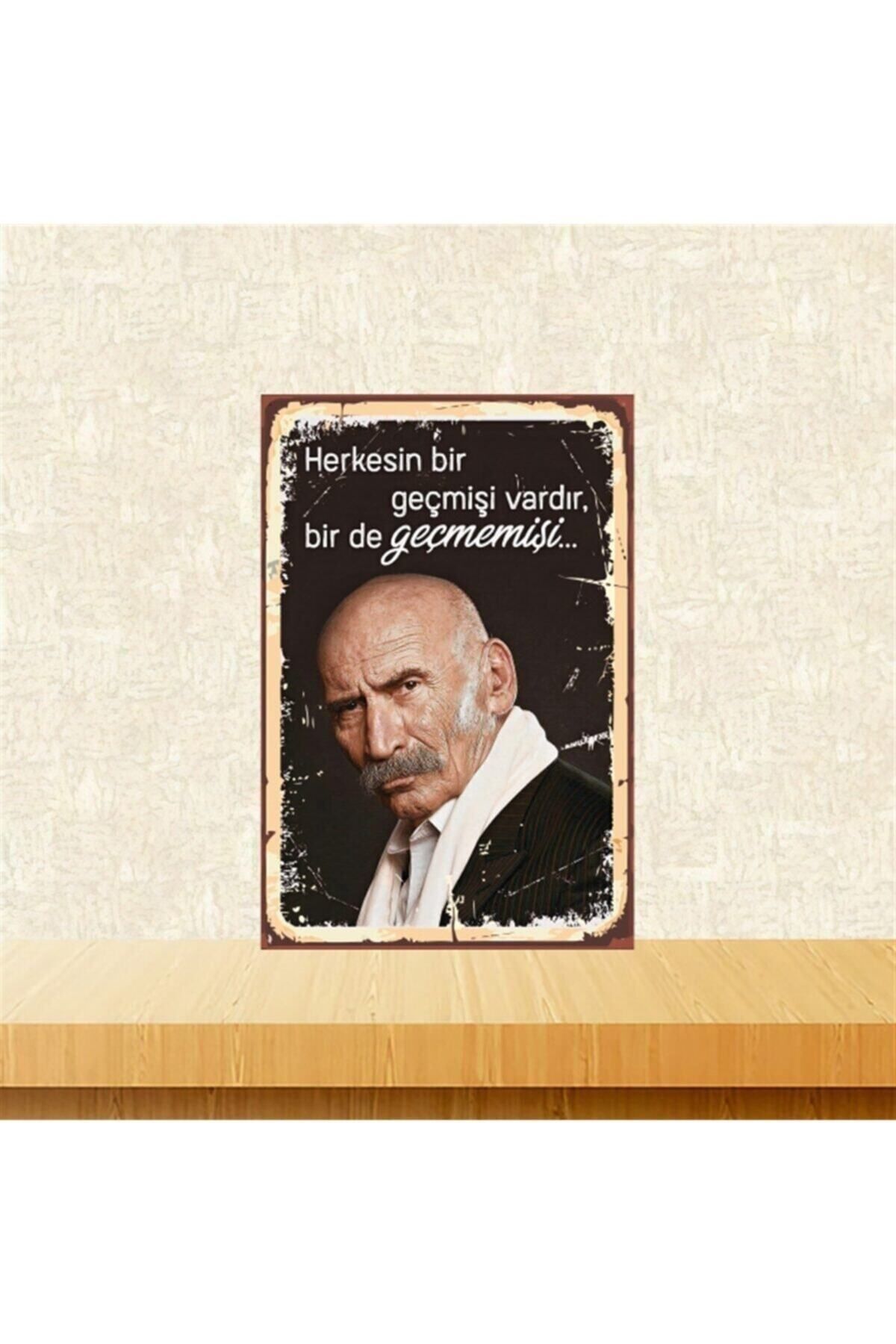 TAKIFİX Tuncel Kurtiz Geçmişi Vardır 20-30 Cm Retro Ahşap Poster Tkfx4333