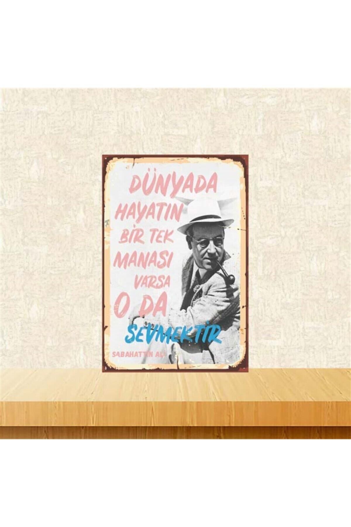 TAKIFİX Sabahattin Ali 20-30 cm Retro Ahşap Poster Tkfx4313