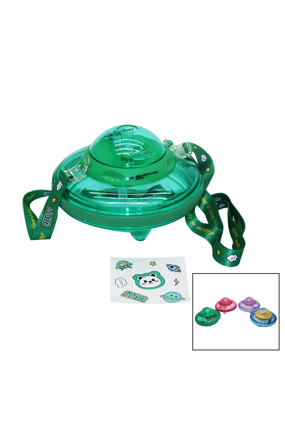 DERİK Derik UFO MODELİ RENKLİ MİKA KRİSTAL SULUK MATARA PİPETLİ - TAŞIMA ASKILI 550ML ( HERHANGİ B