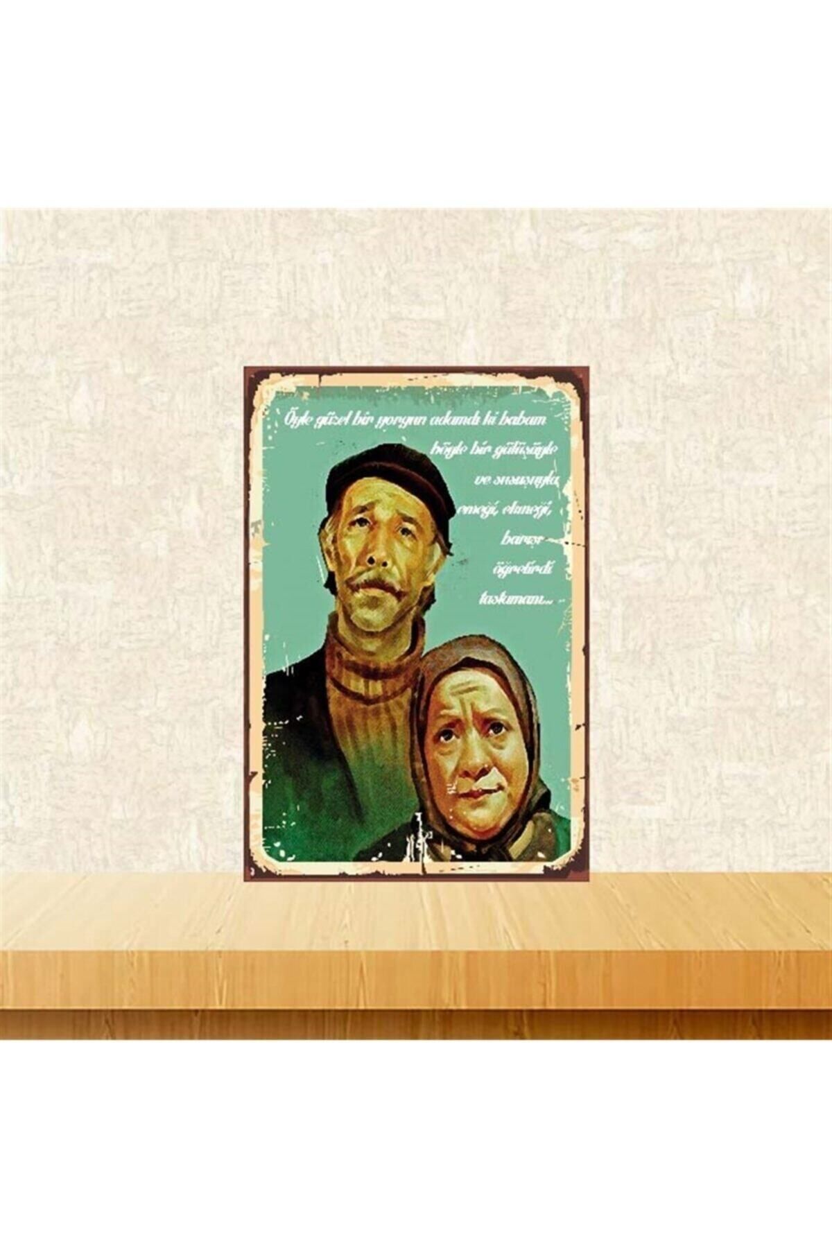 TAKIFİX Adile Naşit Münir Özkul 20-30 Cm Retro Ahşap Poster