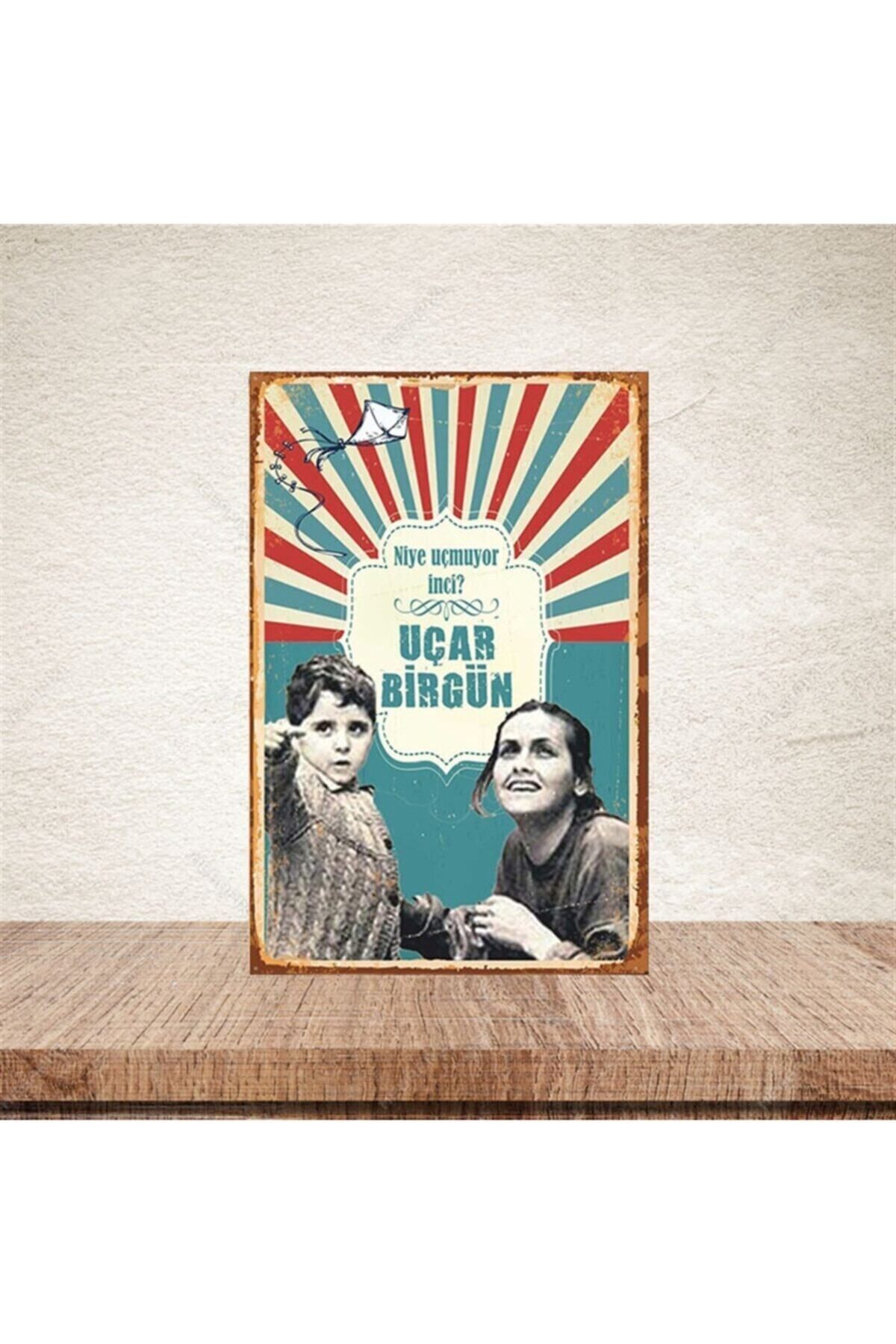 TAKIFİX Niye Uçmuyor Inci ? 20-30 Cm Retro Ahşap Poster