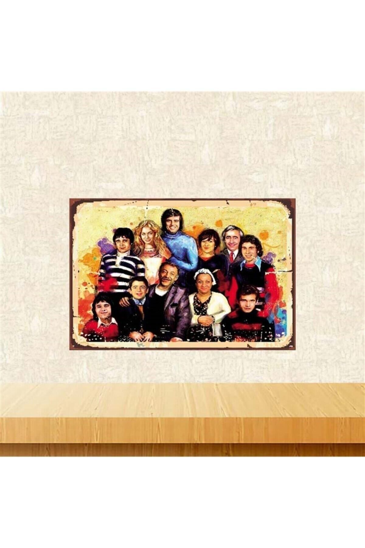 TAKIFİX Gülen Gözler Ailesi Yeşilçam 20-30 Cm Retro Ahşap Poster