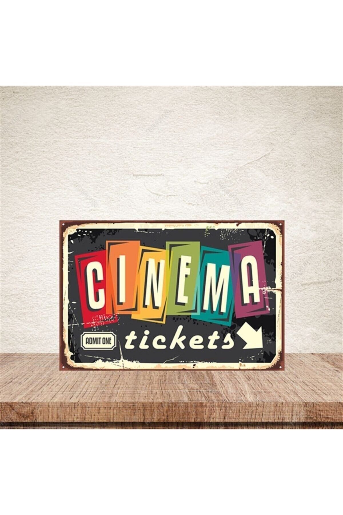 TAKIFİX Cinema Tickets 20-30 Cm Retro Ahşap Poster