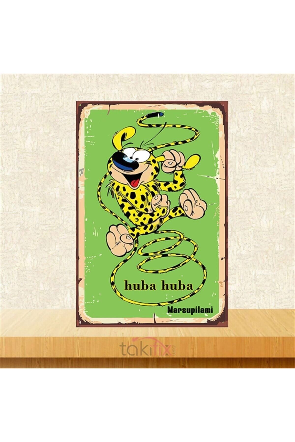 TAKIFİX Marsupilami Tasarımlı Ahşap Retro Poster
