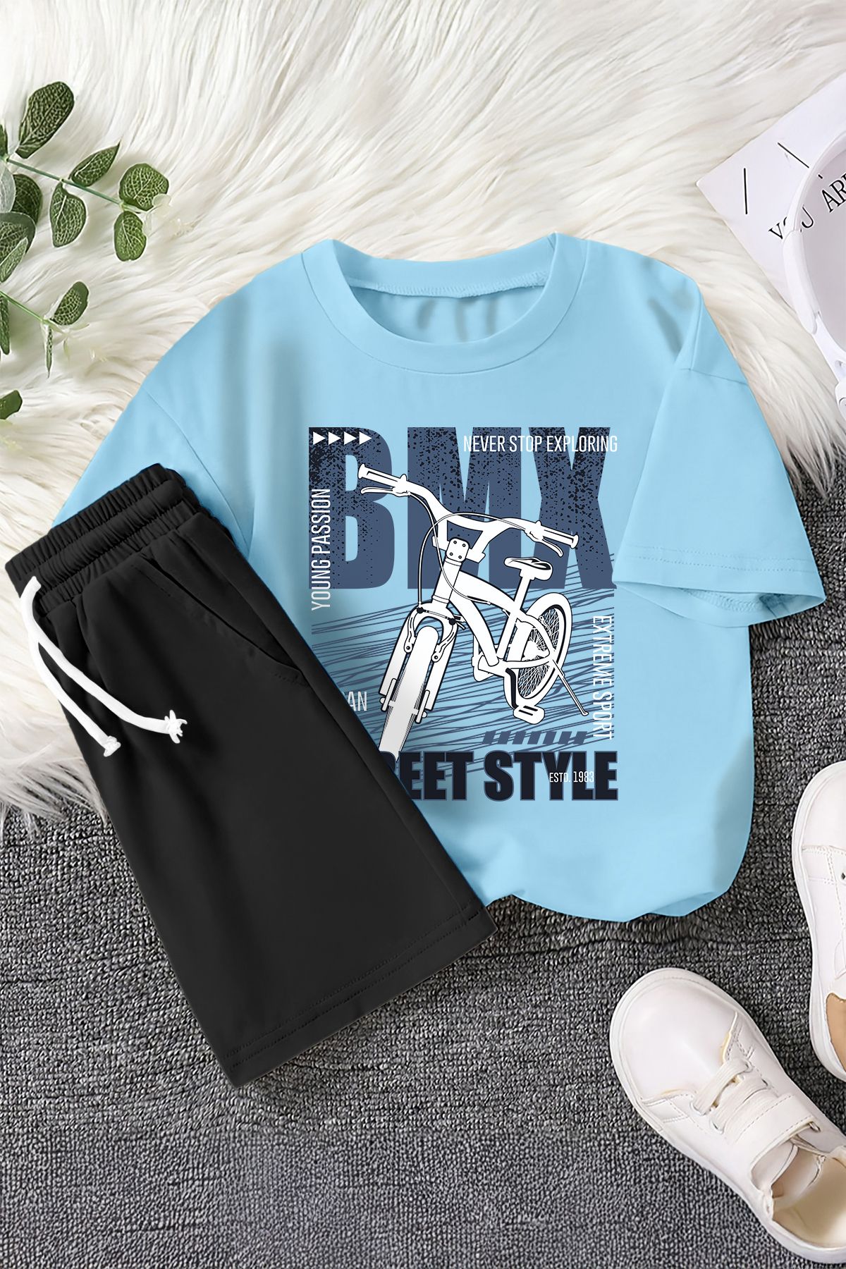 MYADA Set De 2 Piese Pentru Copii Cu Imprimeu Pentru Biciclete Bmx Street Style New Season 22485 Masculin - 5–6 years