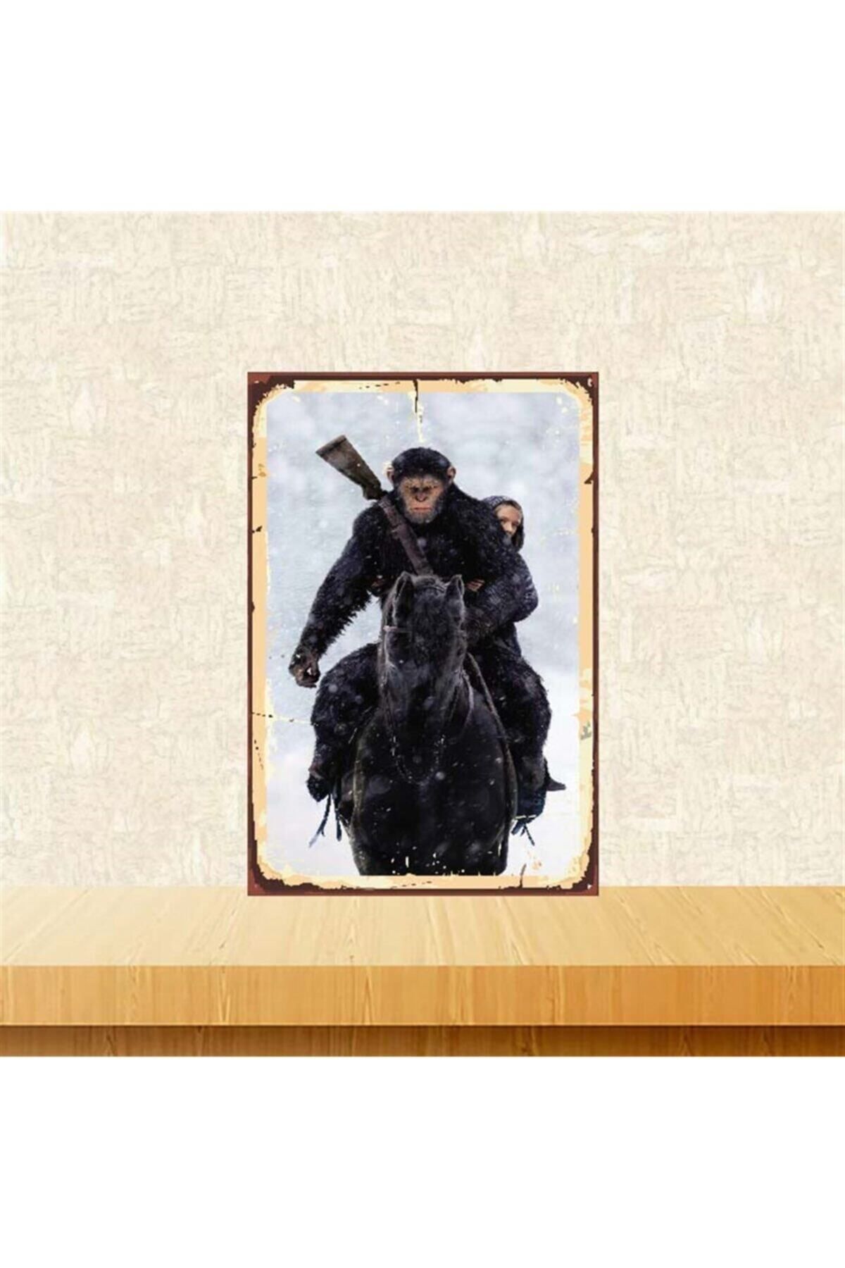 TAKIFİX Maymunlar Cehennemi Tasarımlı 20-30 Cm Retro Ahşap Poster