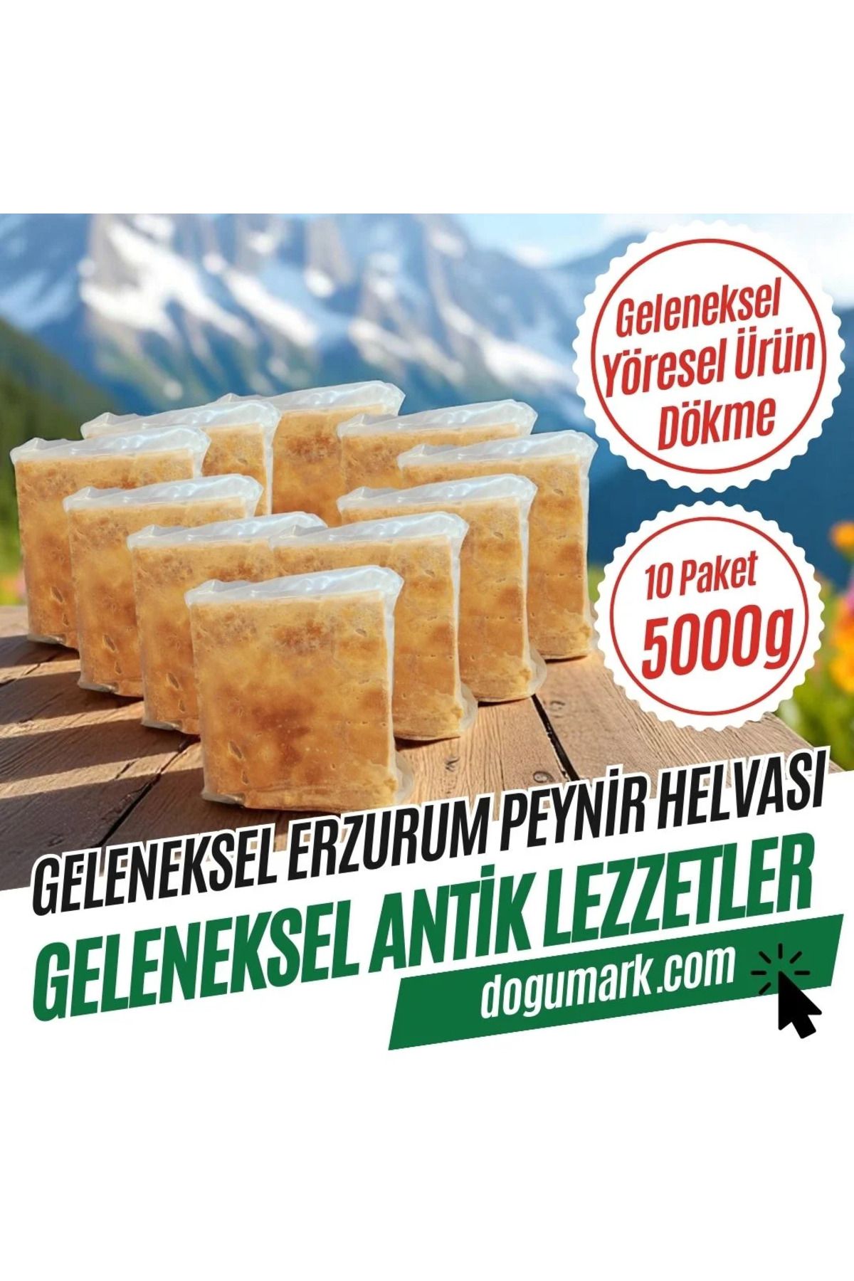 DoğuMark (10 Paket 5000g) Geleneksel Erzurum Peynir Helvası (10 Paket 5000g) Dökme