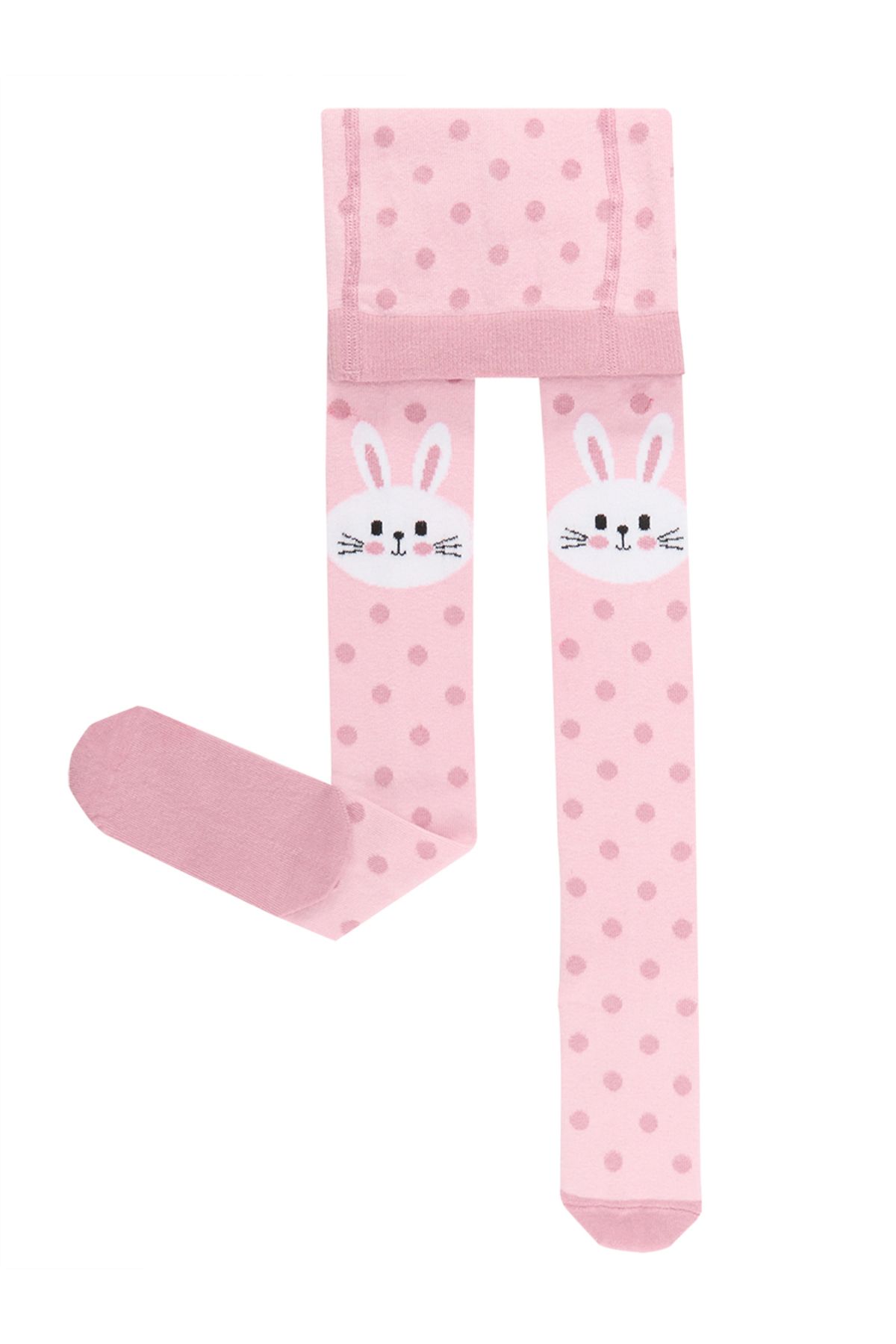 Denokids-Dicke rosa Kinderstrumpfhose mit Kaninchen-Punktmuster 3