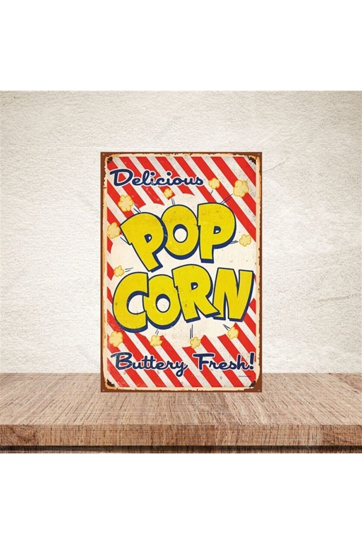 TAKIFİX Pop Corn 20-30 Cm Retro Ahşap Poster