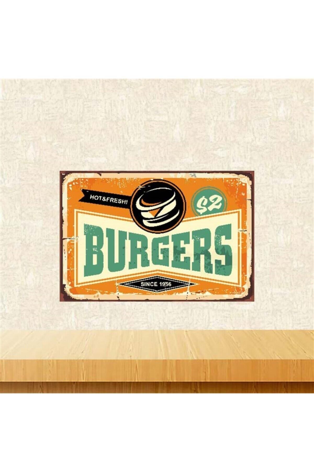 TAKIFİX Burgers Retro Ahşap Poster