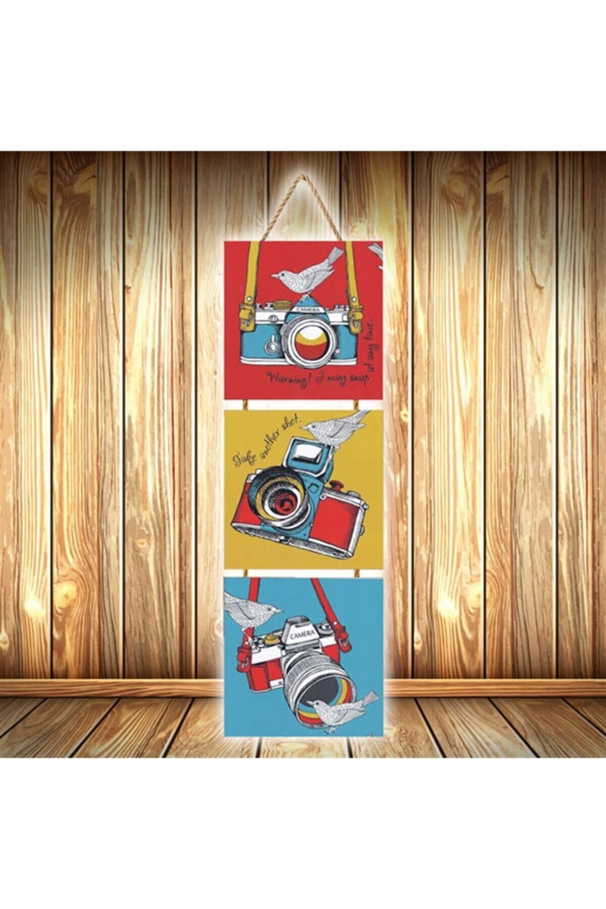 TAKIFİX Retro Photographer Tasarımlı Üçlü Retro Ahşap Poster Ü550