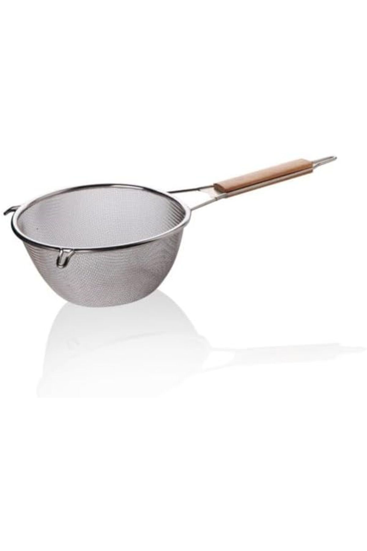 DERİK Derik Ahşap Saplı Paslanmaz Çelik Süzgeç, Küçük Boy Metal Süzgeç 18 * 8.5 Cm - Ahşap Sapl