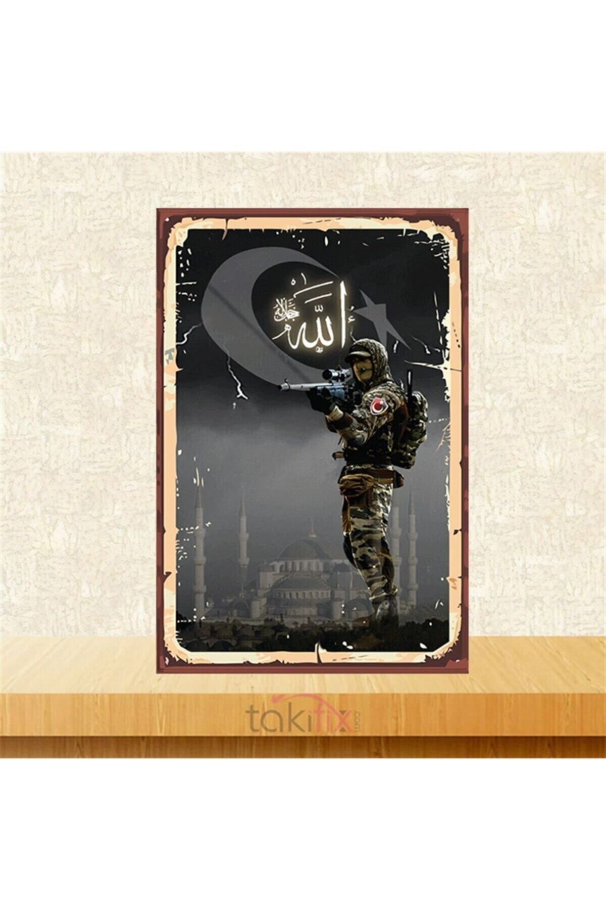 TAKIFİX Mehmetcik 20-30 cm Retro Ahşap Poster