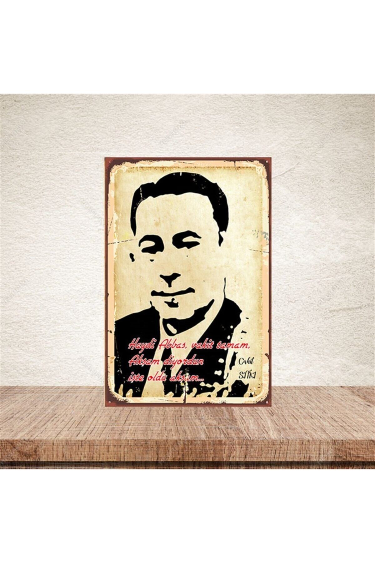 TAKIFİX Haydi Abbas Vakit Tamam Cahit Sıtkı 20-30 Cm Retro Ahşap Poster