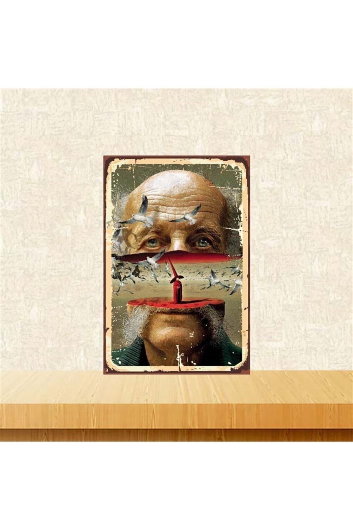 TAKIFİX Insan Yüzü Tasarımlı 20 30 Cm Retro Ahşap Poster