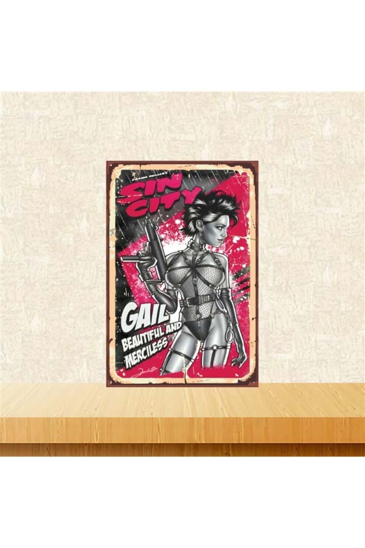 TAKIFİX Sin City Gail 20-30 cm Retro Ahşap Poster