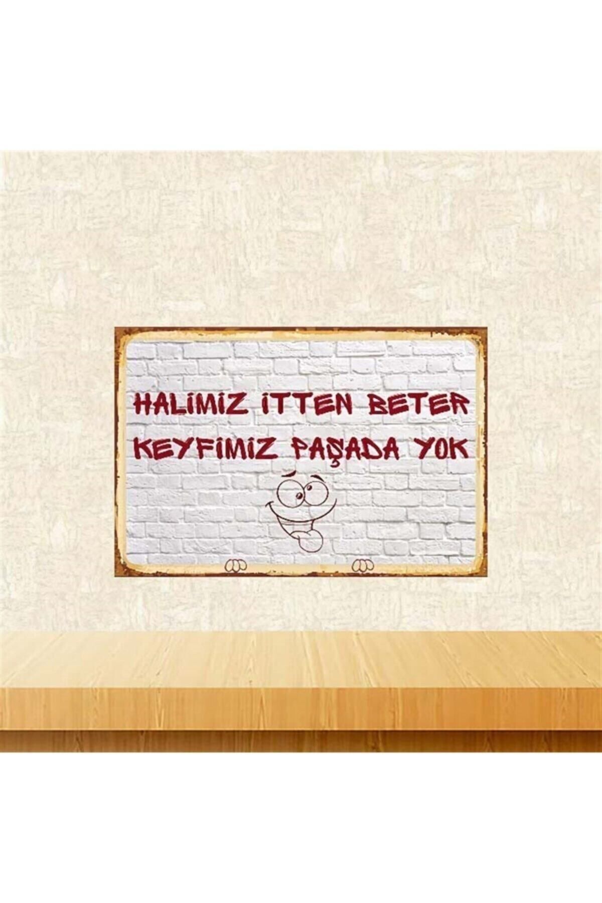 TAKIFİX Halimiz Itten Beter 20-30 Cm Retro Ahşap Poster
