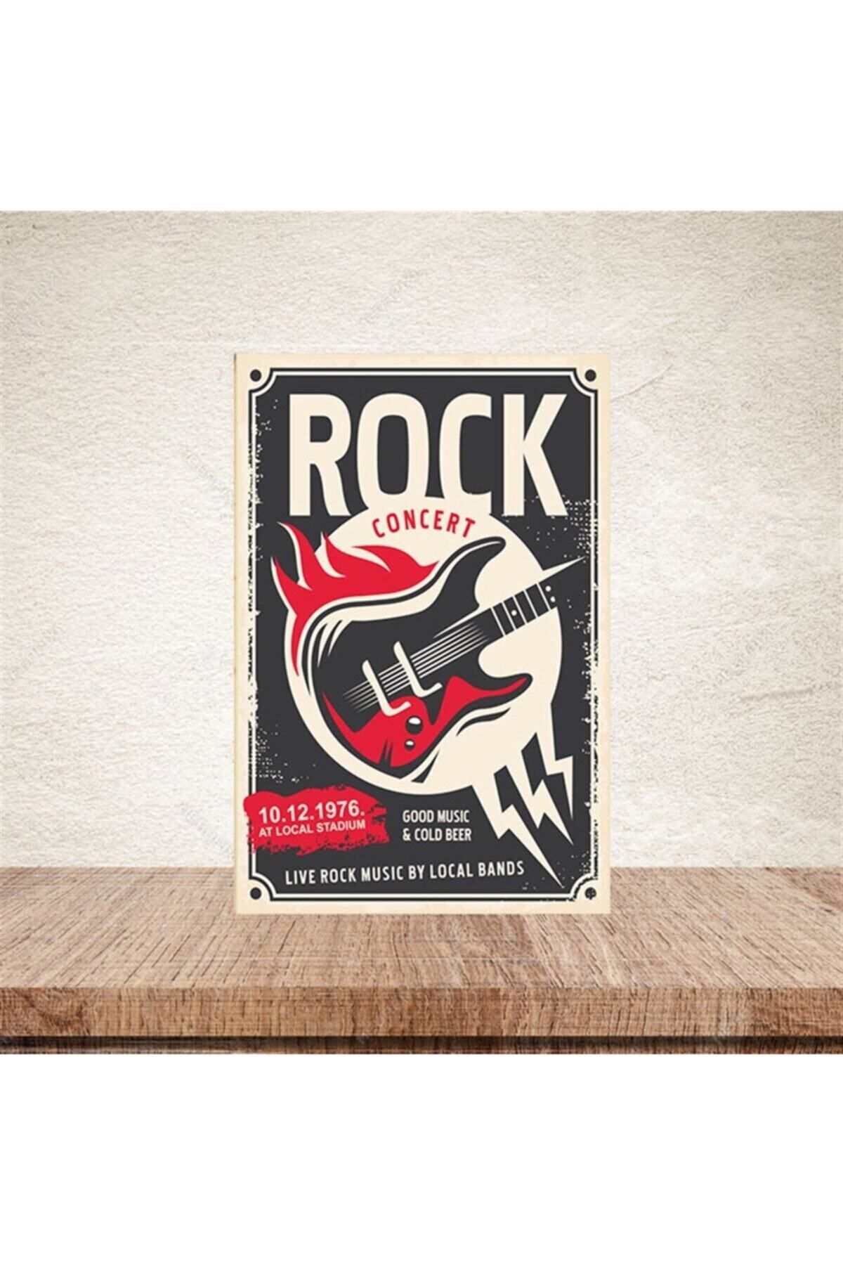 TAKIFİX Rock Concert 20-30 Cm Retro Ahşap Poster