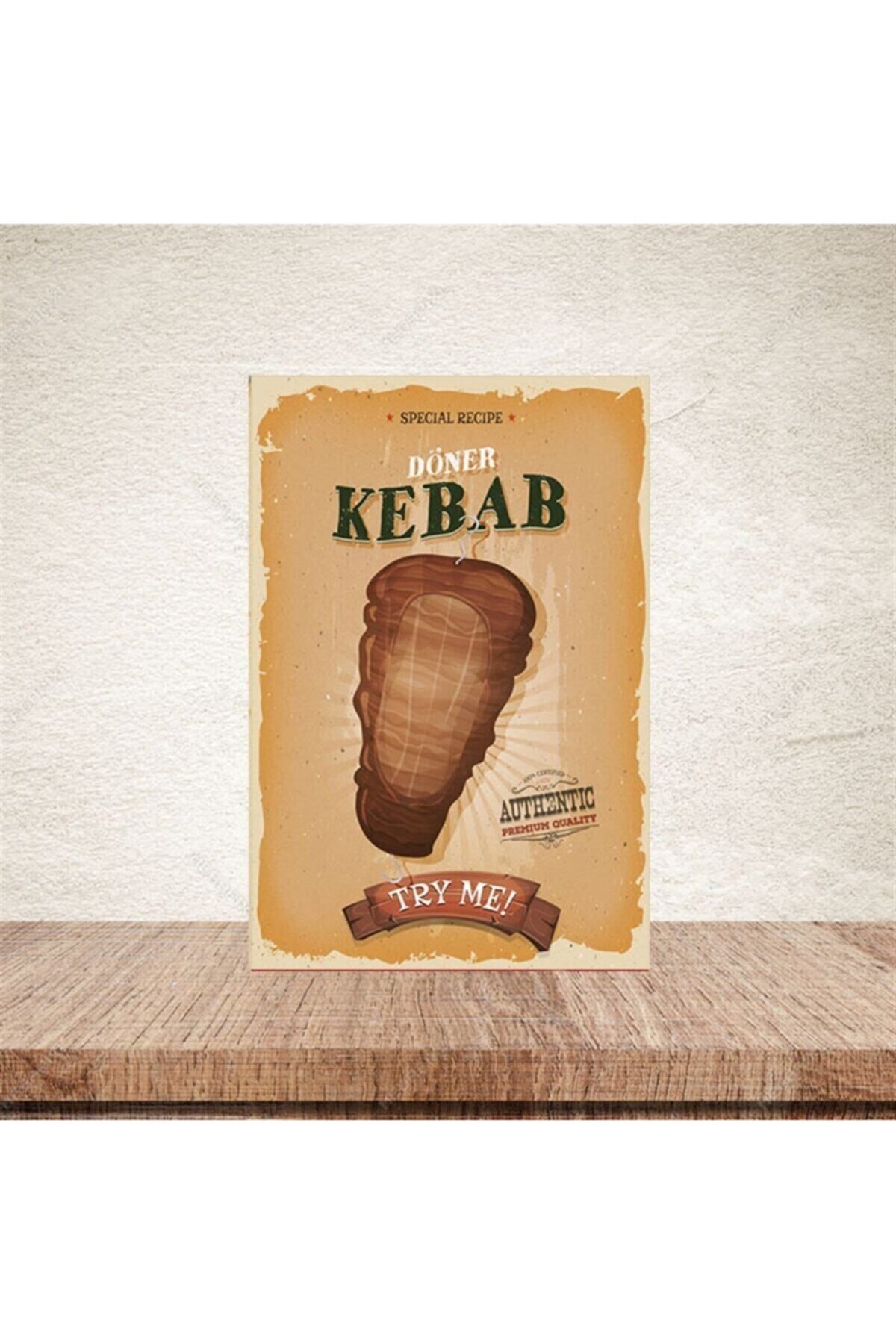 TAKIFİX Döner Kebab 20-30 Cm Retro Ahşap Poster