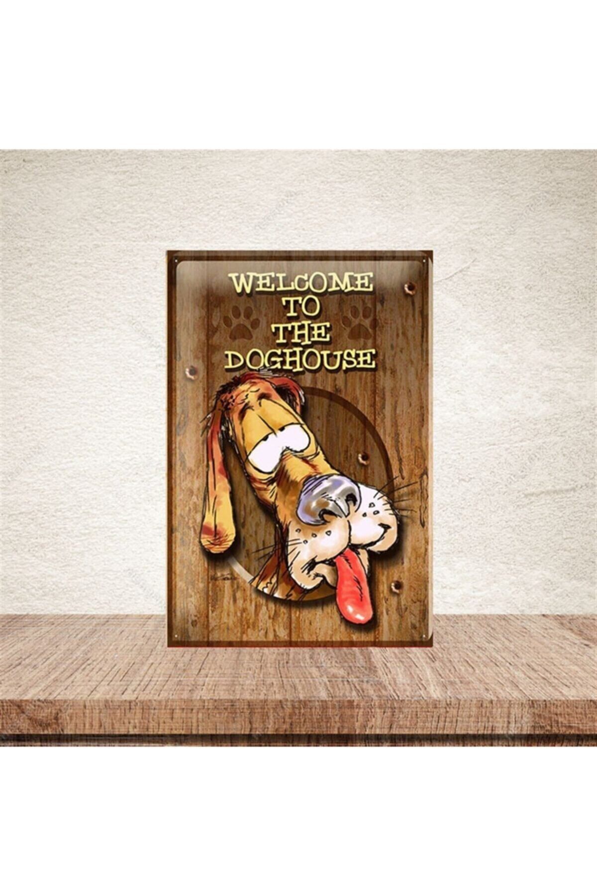 TAKIFİX Welcome To The Doghause 20-30 Cm Retro Ahşap Poster