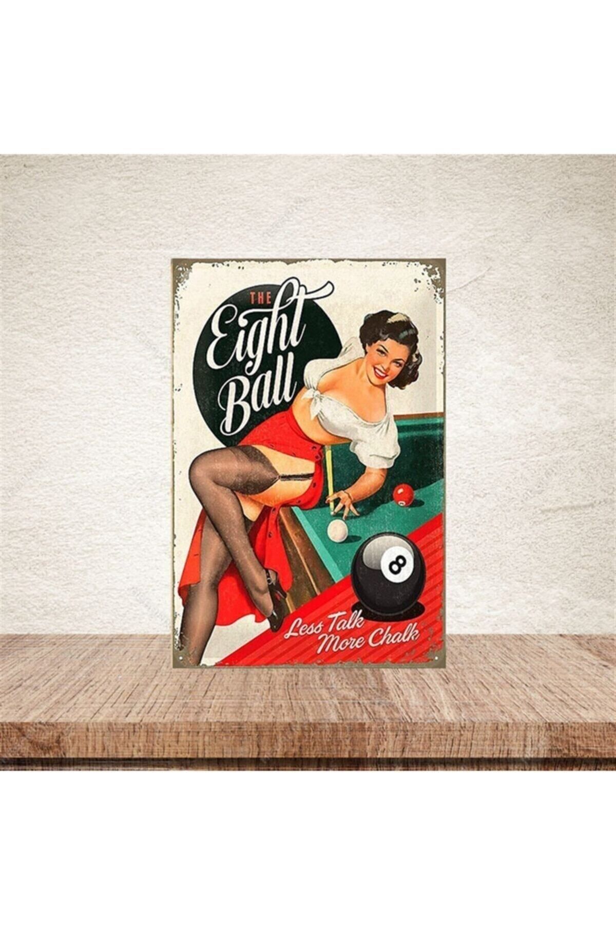 TAKIFİX Eight Ball 20-30 Cm Retro Ahşap Poster