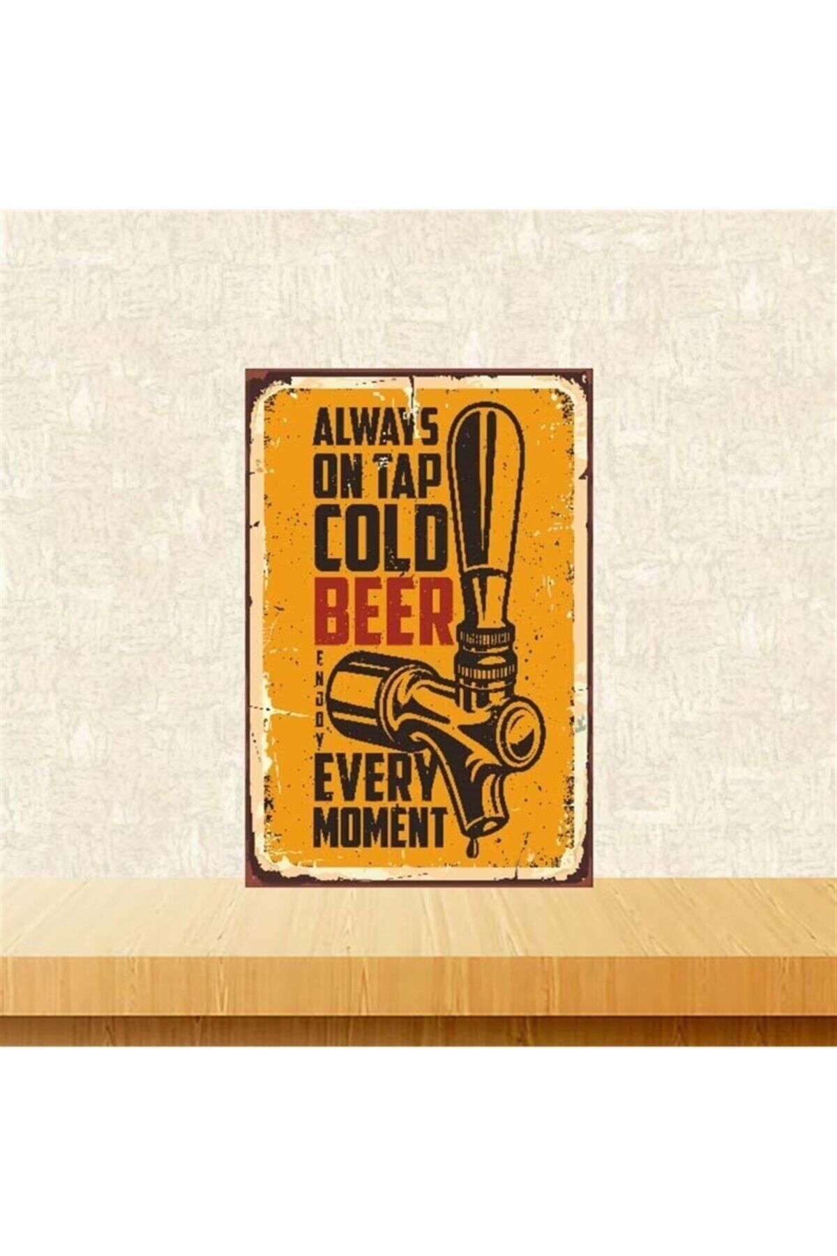TAKIFİX Cold Beer 20-30 Cm Retro Ahşap Poster Tkfx4029