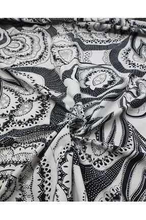 Kumaş Parça Pamuklu yumuşak Etnik Desenli Dokuma Beyaz Siyah Renklerde En: 15...