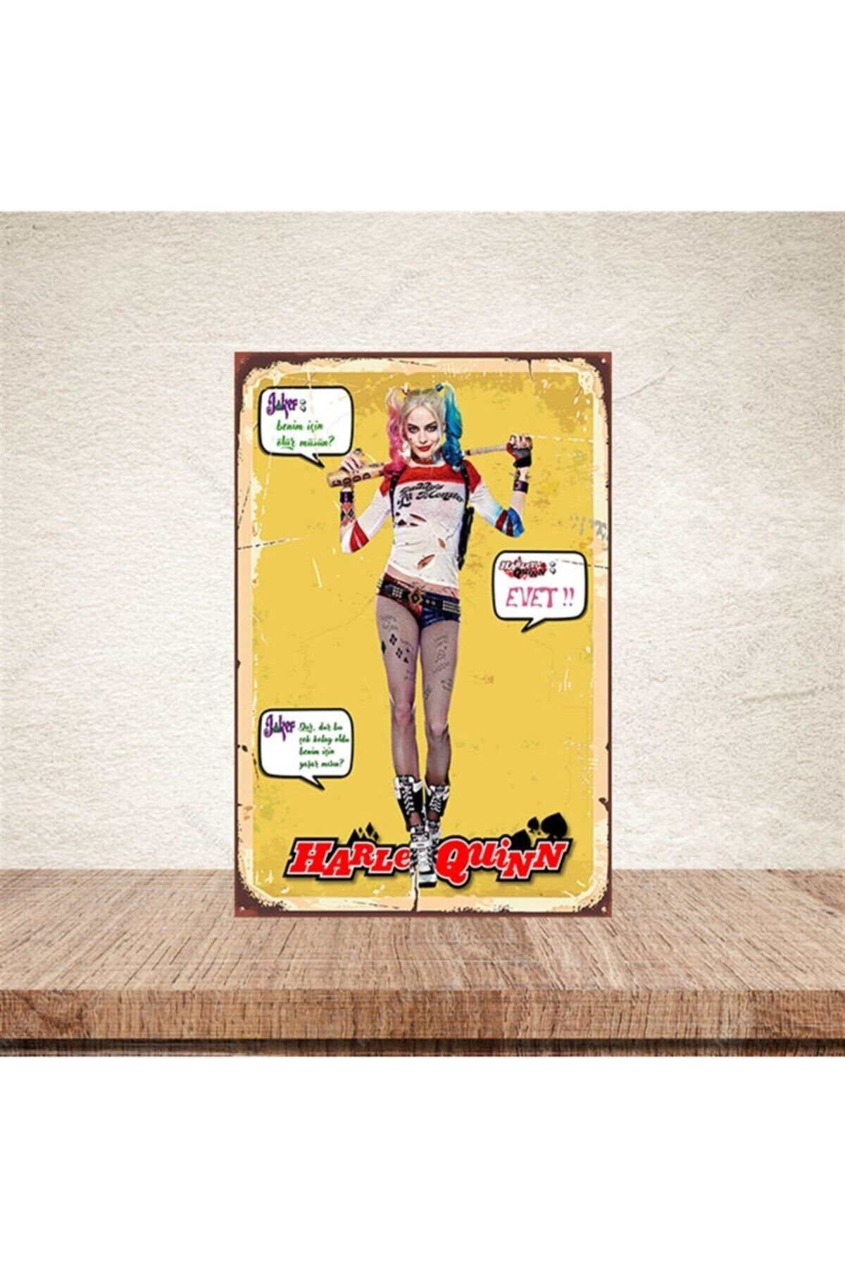 TAKIFİX Retro Ahşap Harley Quinn 20-30 cm Poster