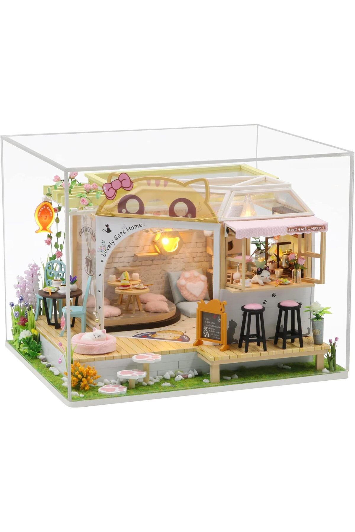 DERİK Derik Temalı Minyatür Kafe Yapma Seti – LED Işıklı Ahşap DIY Maket – Dekoratif Maket Kiti