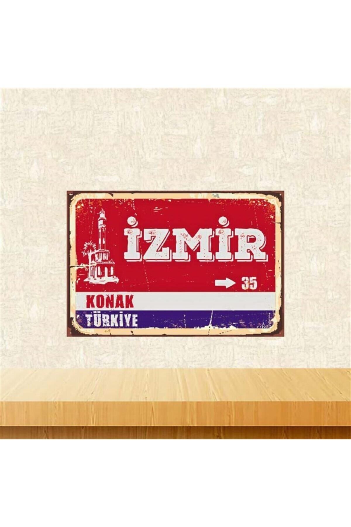 TAKIFİX Izmir Konak 20-30 cm Retro Ahşap Poster
