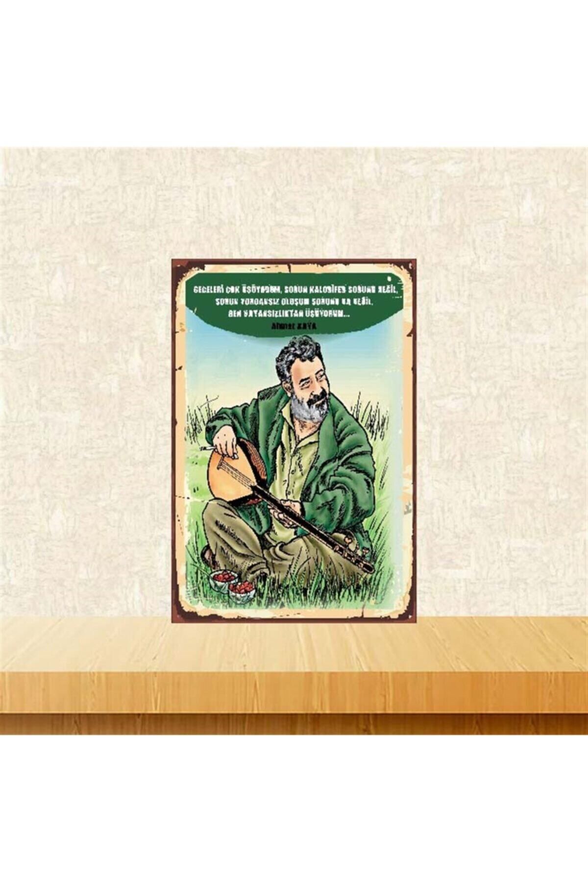 TAKIFİX Vatansızlıktan Üşüyorum Ahmet Kaya Retro Ahşap Poster