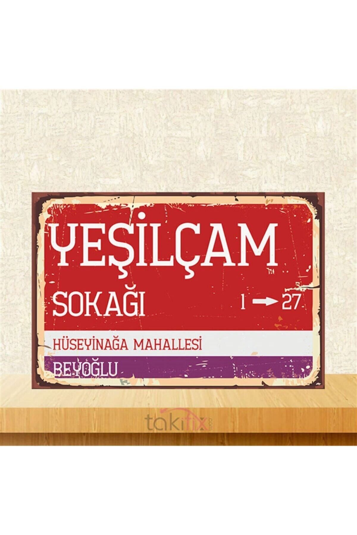 TAKIFİX Yeşilçam Sokağı 20-30 Cm Retro Ahşap Poster