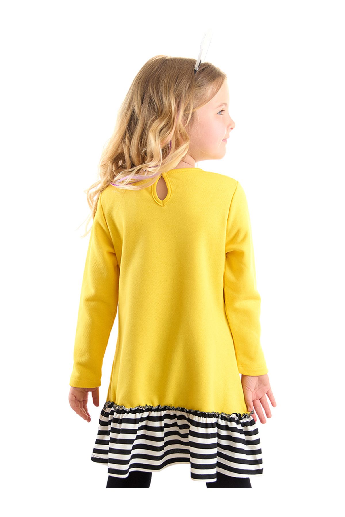 Denokids-Bienengelbes, langärmliges Rüschenkleid für Mädchen 2
