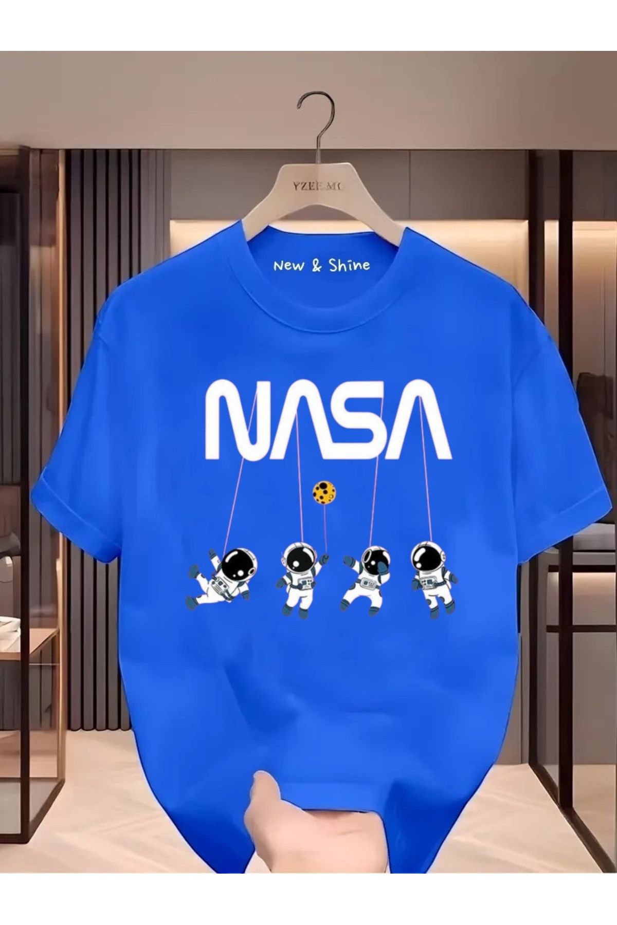 New Shine NASA Baskılı Büyük Beden Oversize T-Shirt
