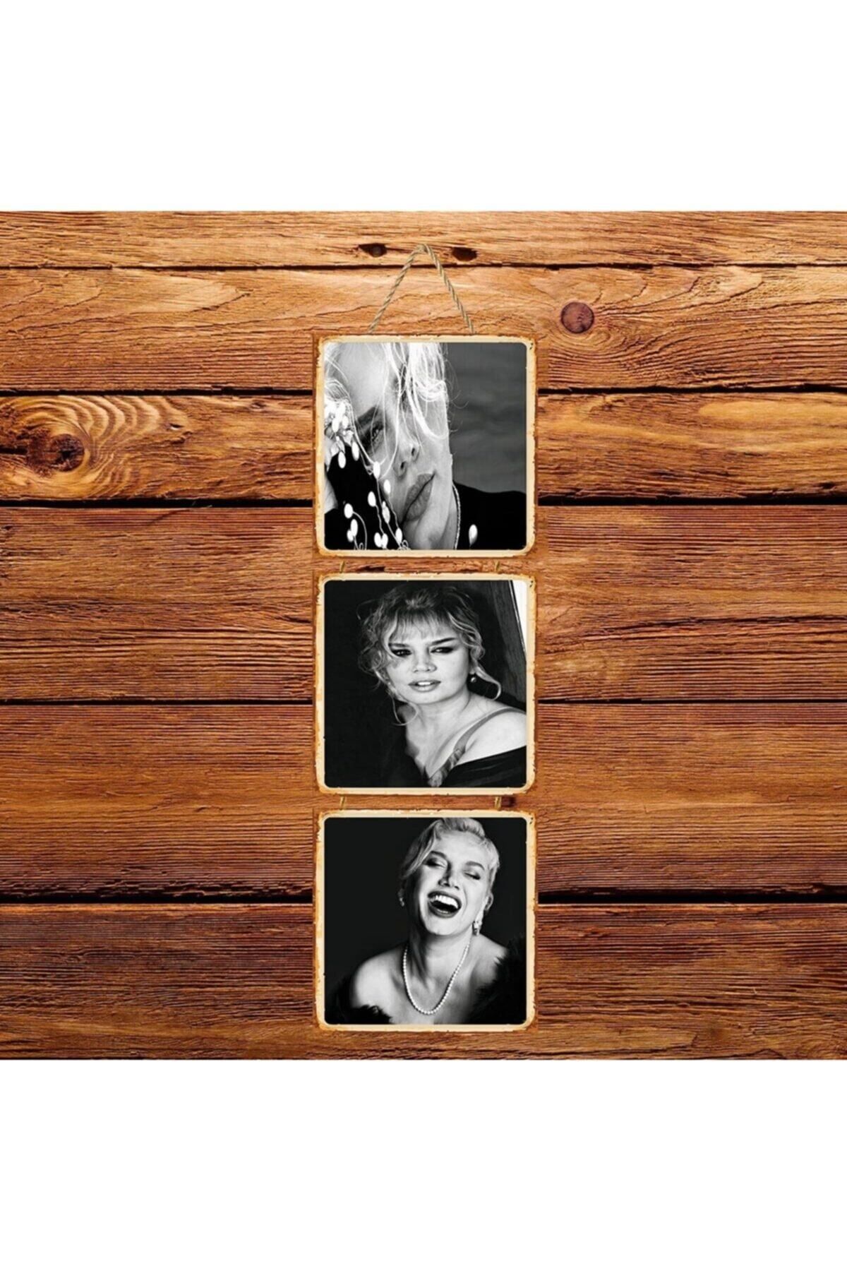 TAKIFİX Sezen Aksu Üçlü Retro Ahşap Poster