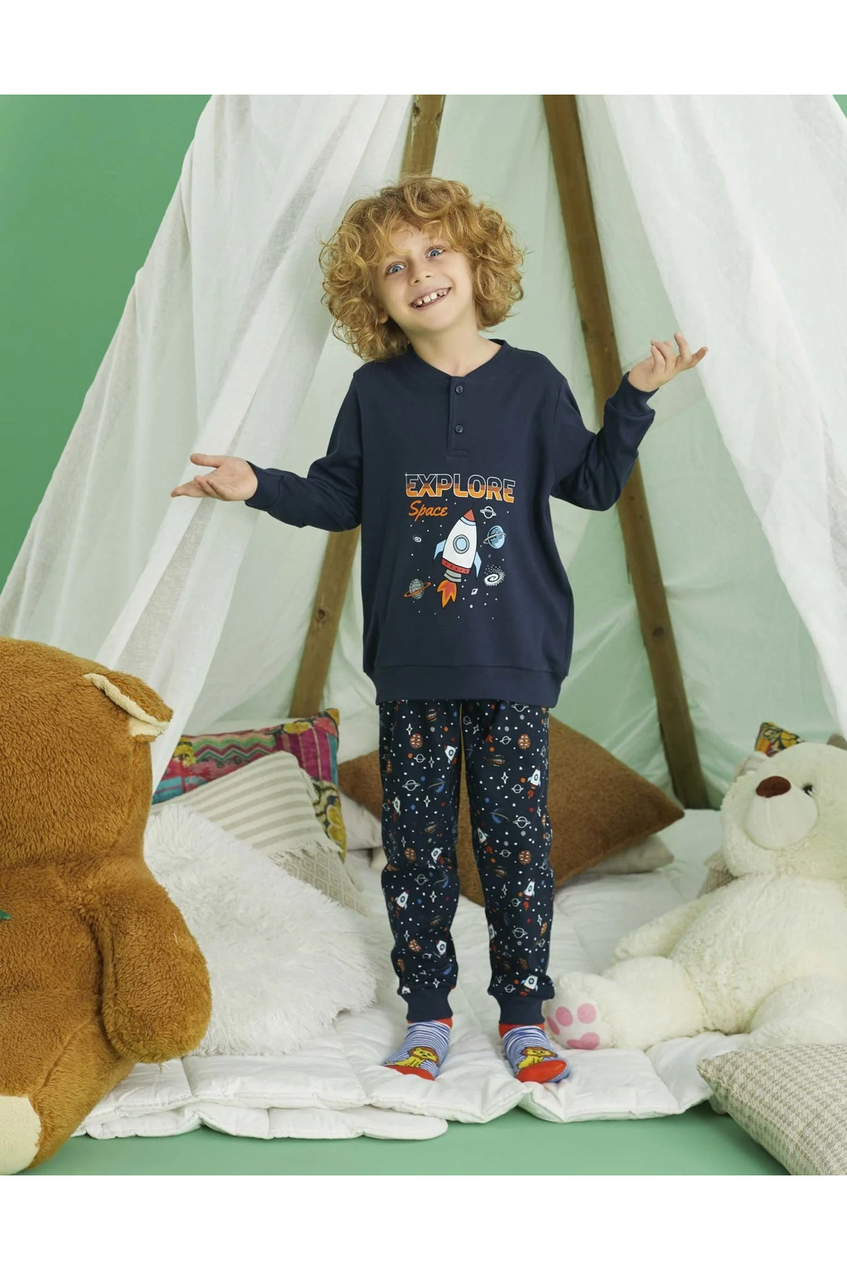 Aydoğan Erkek Çocuk %100 Pamuk Interlock Pijama Takımı Yumuşak Kumaş, Rahat Kalıp fotoğrafı 3 (önizleme)