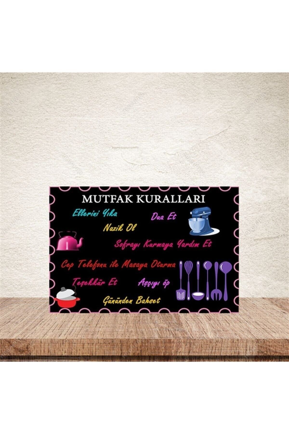 TAKIFİX Mutfak Kuralları 20-30 Cm Retro Ahşap Poster