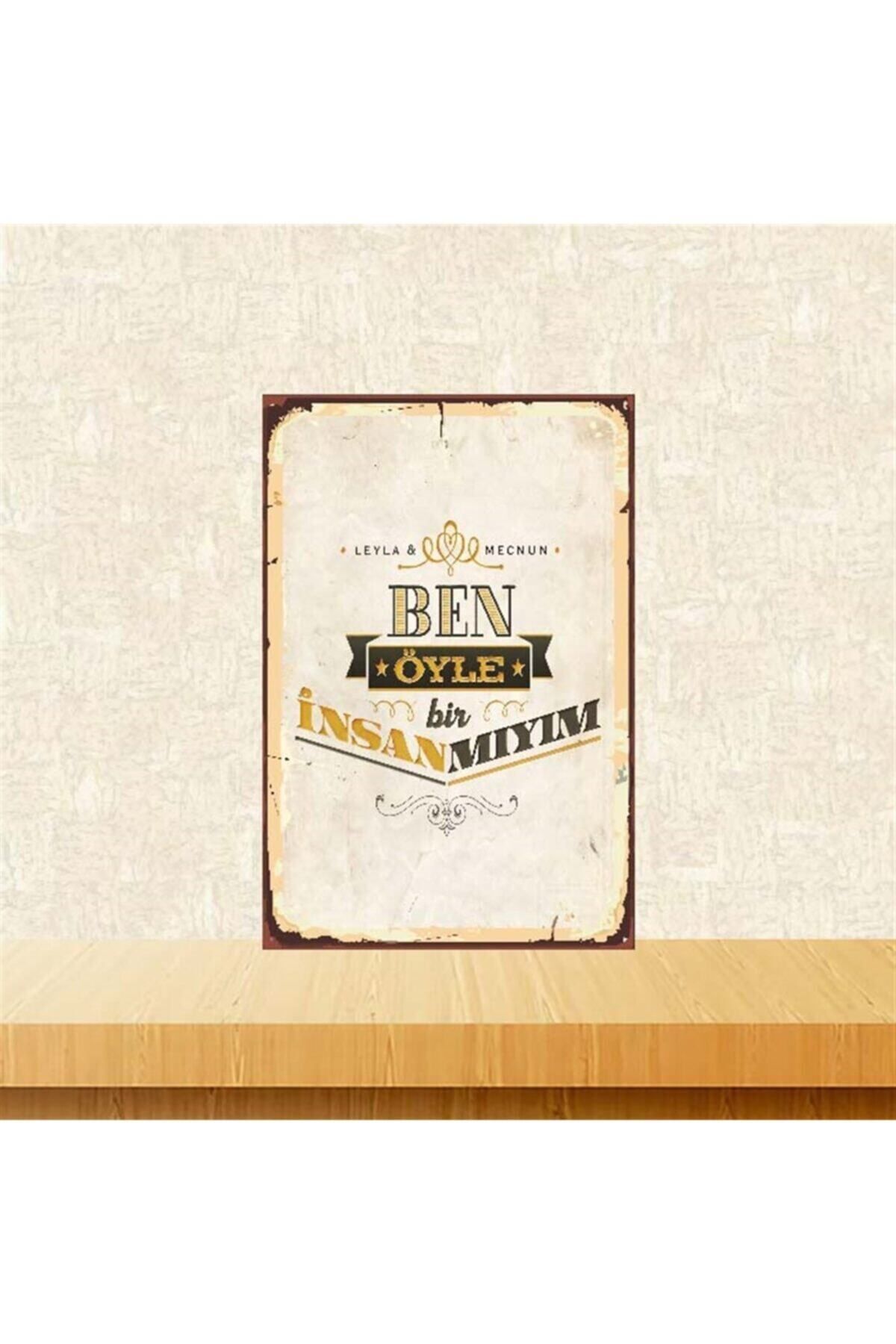 TAKIFİX Öyle Bir Insanmıyım Leyla Ile Mecnun 20-30 Cm Retro Ahşap Poster