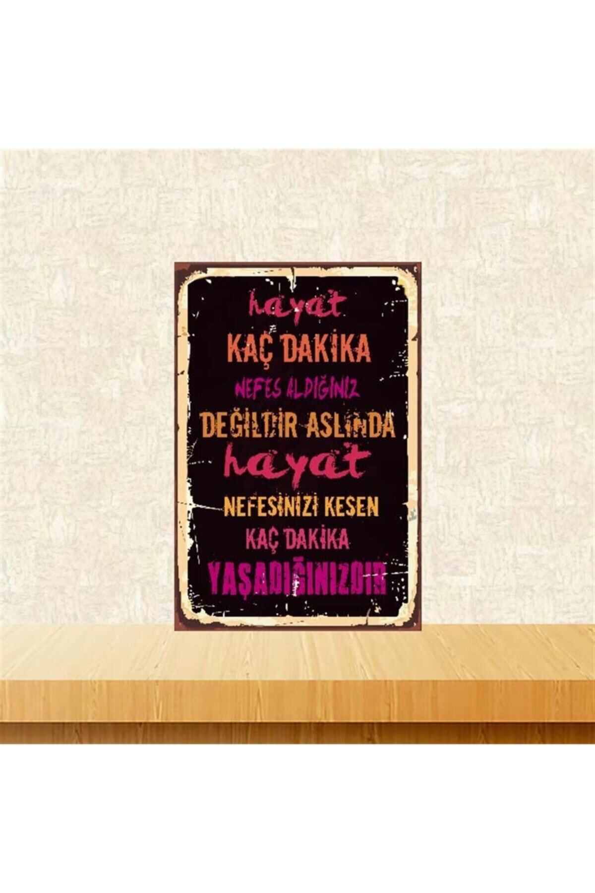 TAKIFİX Hayat Kaç Dakika 20-30 Cm Retro Ahşap Poster