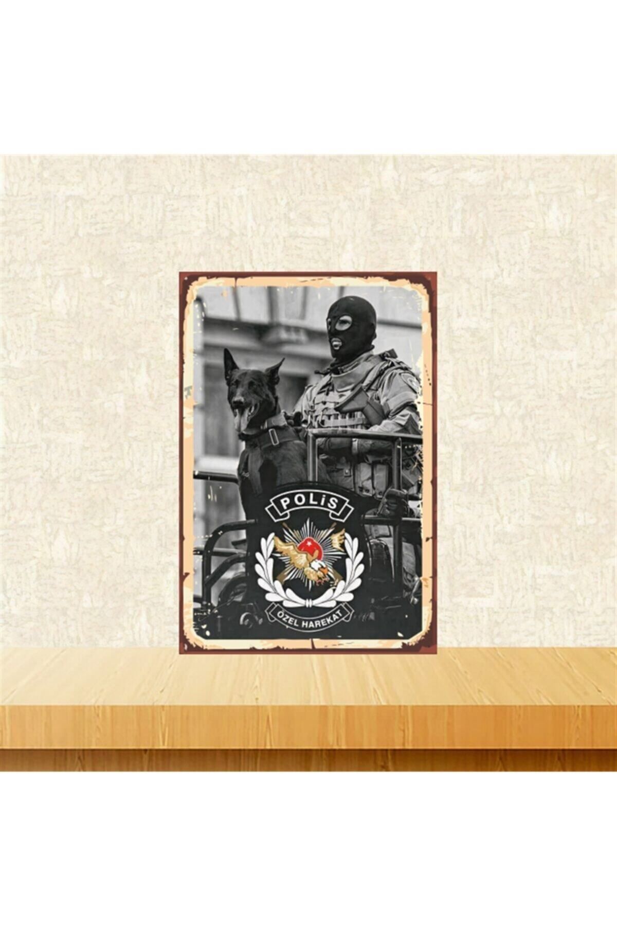 TAKIFİX Polis Özel Harekat 20-30 Cm Retro Ahşap Tablo Tkfx4563