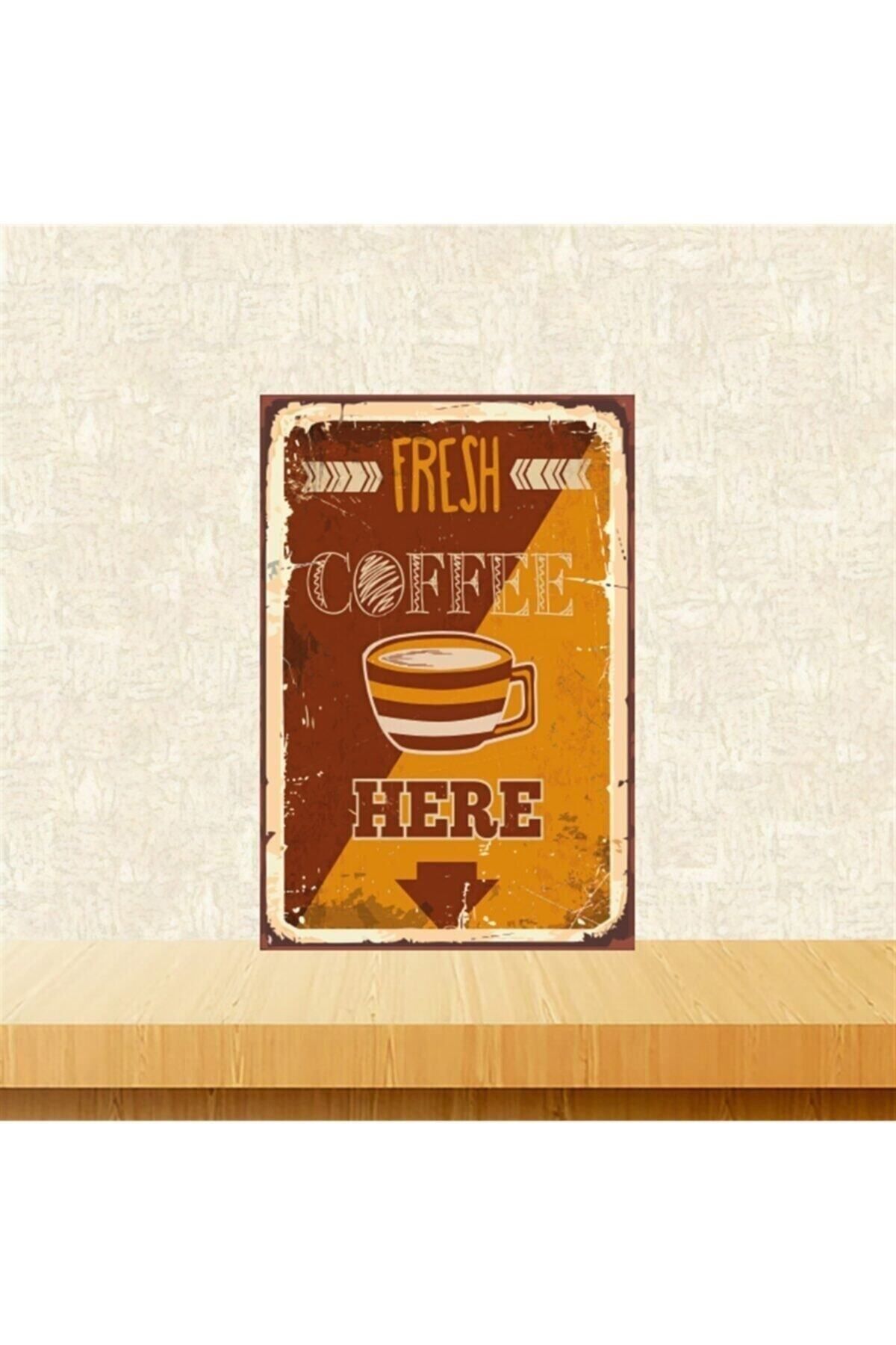 TAKIFİX Fresh Coffe Here 20-30 Cm Retro Ahşap Tablo Tkfx5286
