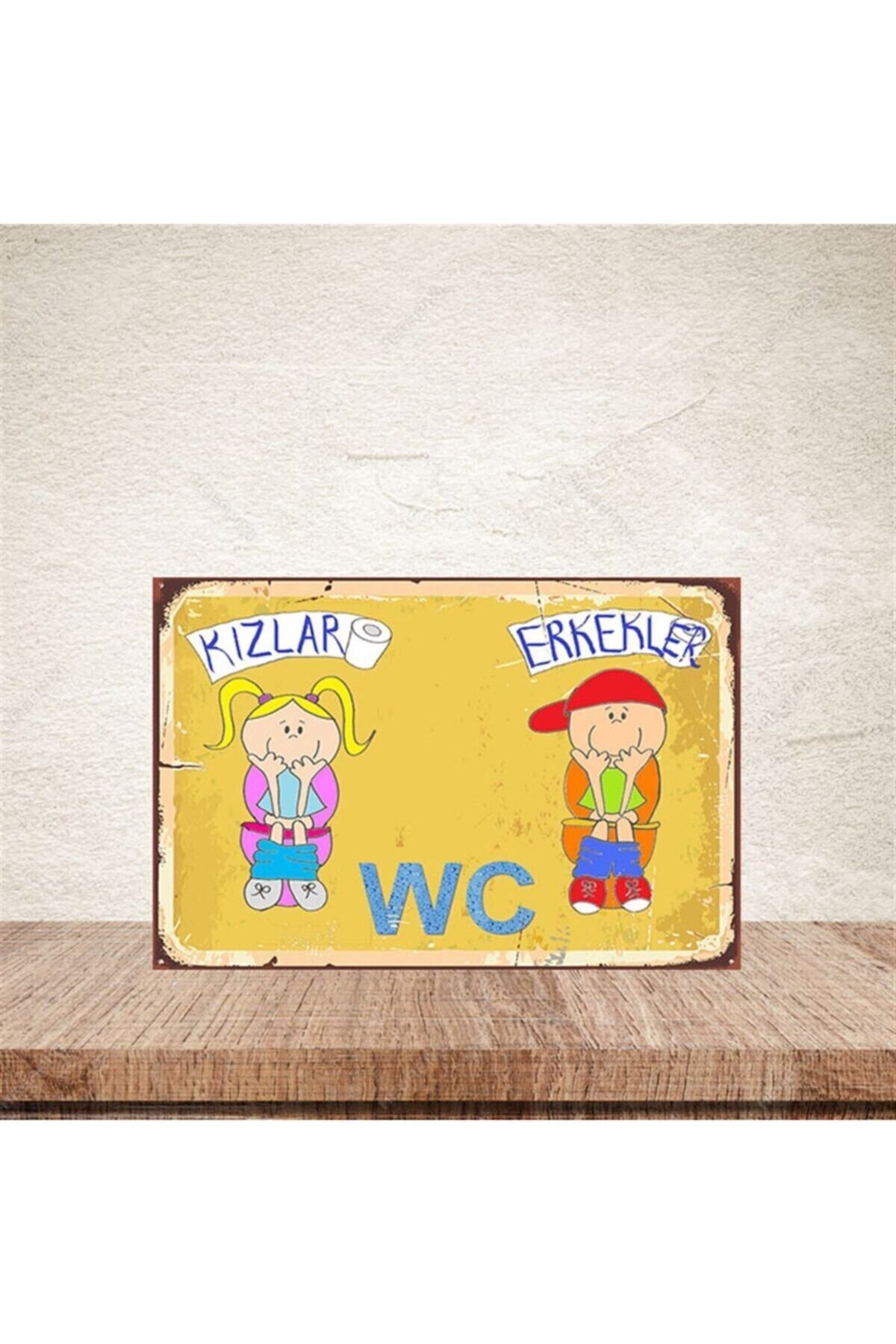 TAKIFİX Wc 20-30 Cm Retro Ahşap Poster