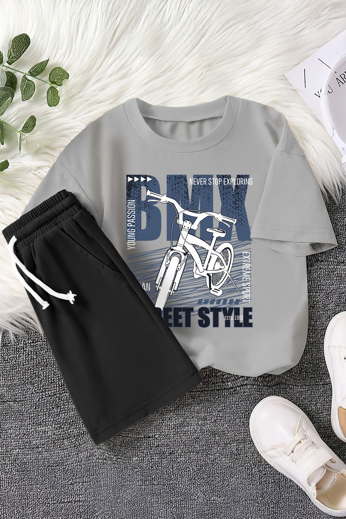 MYADA Set De 2 Piese Pentru Copii Cu Imprimeu Pentru Biciclete Bmx Street Style New Season 22485 Masculin - 5–6 years