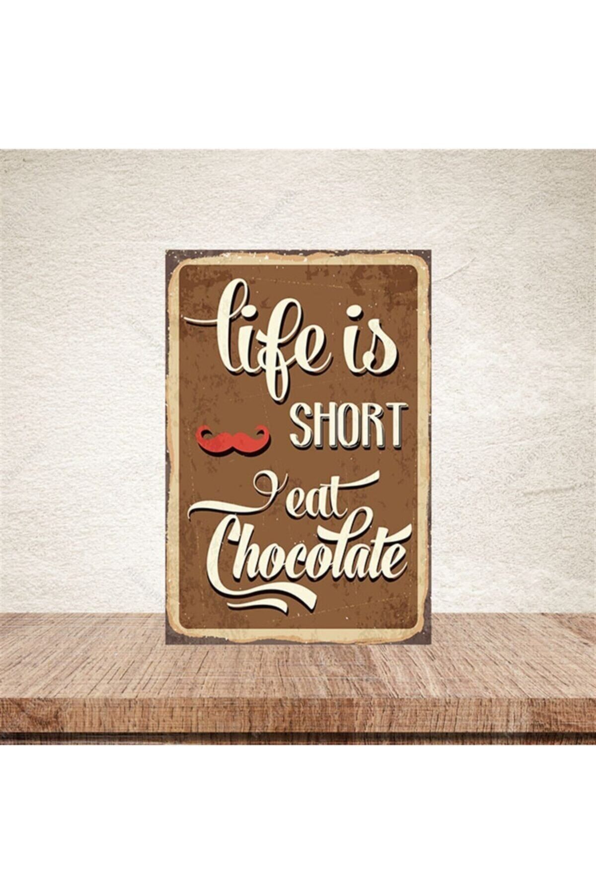 TAKIFİX Life Is Short 20-30 Cm Retro Ahşap Poster
