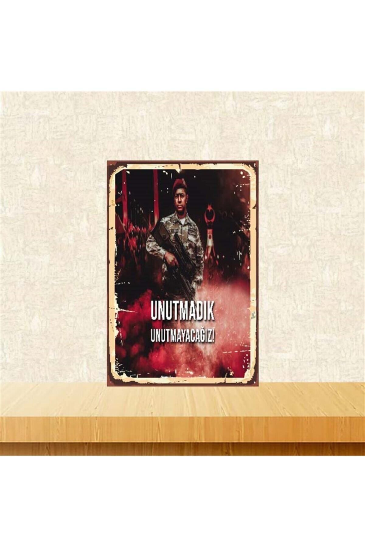 TAKIFİX Ömer Halisdemir Unutmadık Unutmayacağız 20-30 cm Retro Ahşap Poster