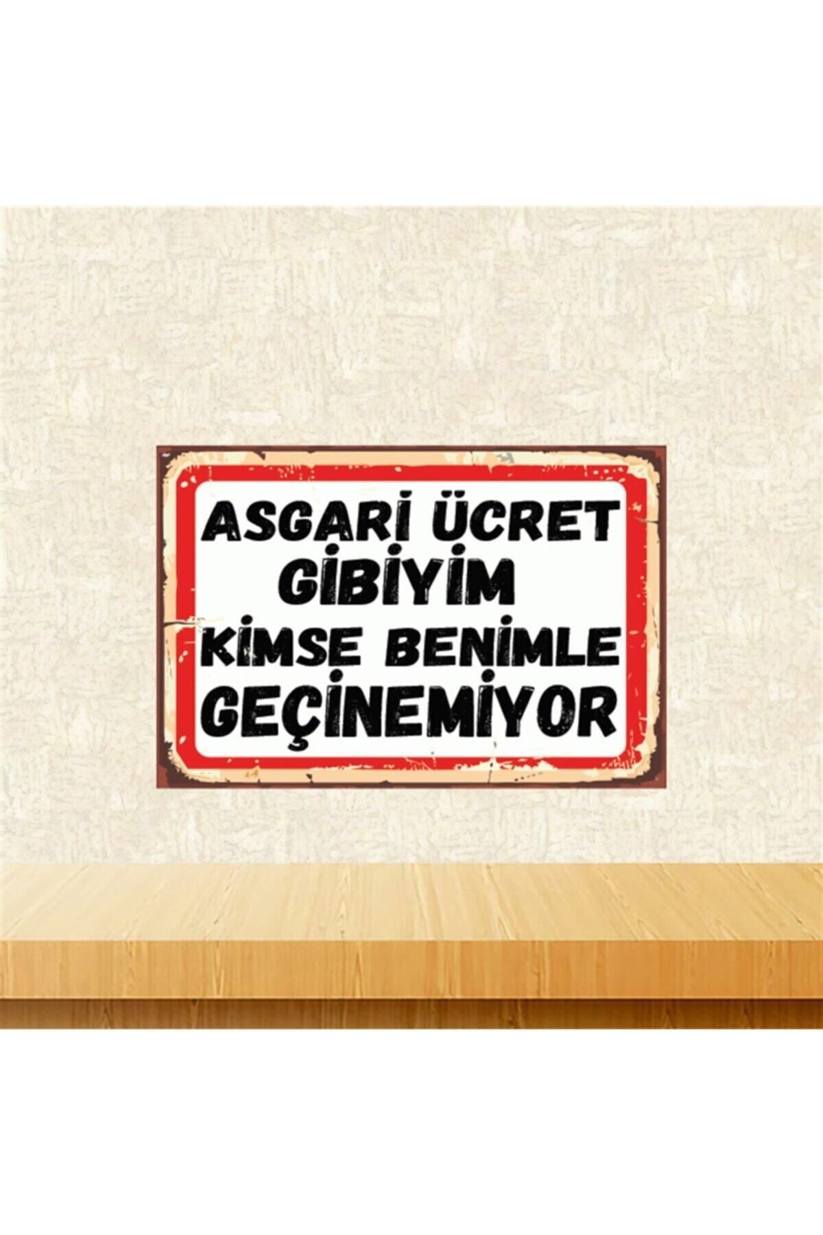 TAKIFİX Asgari Ücret Gibiyim 20-30 Cm Retro Ahşap Poster Tkfx4444