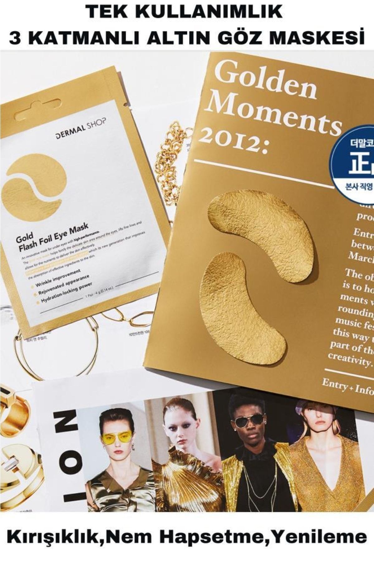 Dermal-Gold 3-layer Eye Mask - Moisturizing and Smoothing, Cucumber Extract Collagen Set 3