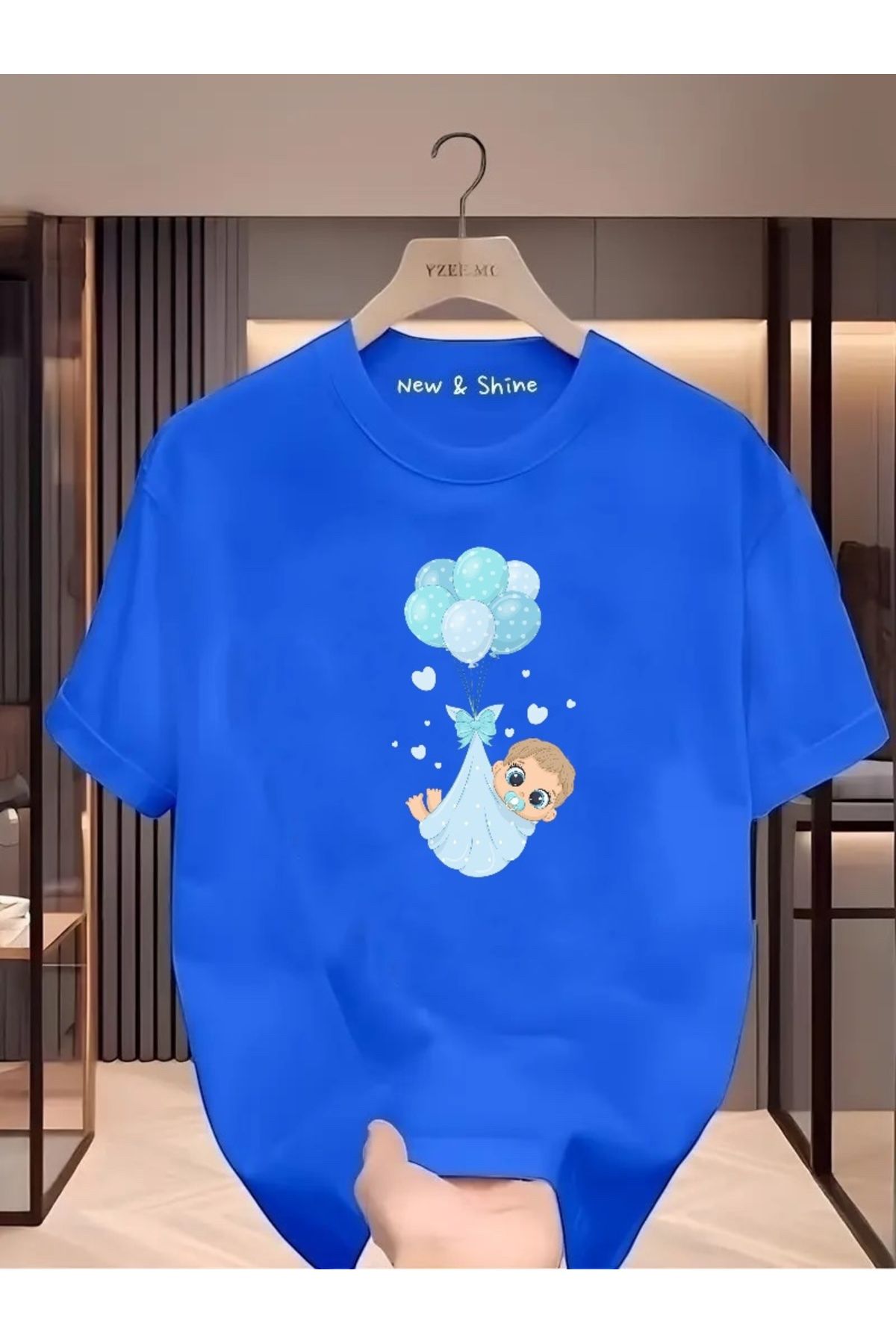 New Shine Erkek Bebek Baskılı Büyük Beden Oversize T-Shirt