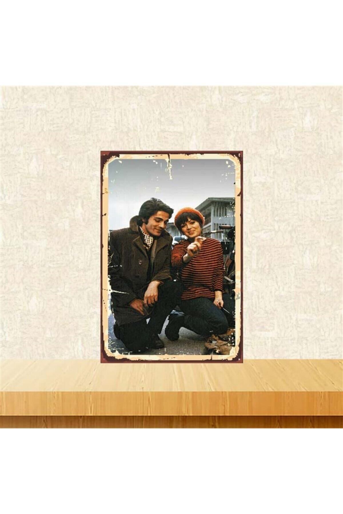 TAKIFİX Türkan Şoray Kadir İnanır Retro Ahşap Poster 20-30 cm Tkfx3735