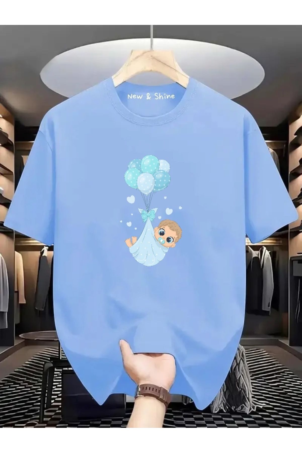 New Shine Erkek Bebek Baskılı Oversize T-Shirt